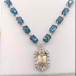 Astonishing Unique London Blue Topaz Necklace | 925 Sterling Silver Rhodium Plated | 30.4ct Topaz