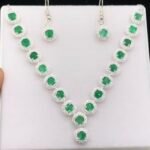 Beautiful Swat Emerald Necklace | 925 Sterling Silver | 10+ct Natural Emerald Gemstones | Pakistani Jewellery
